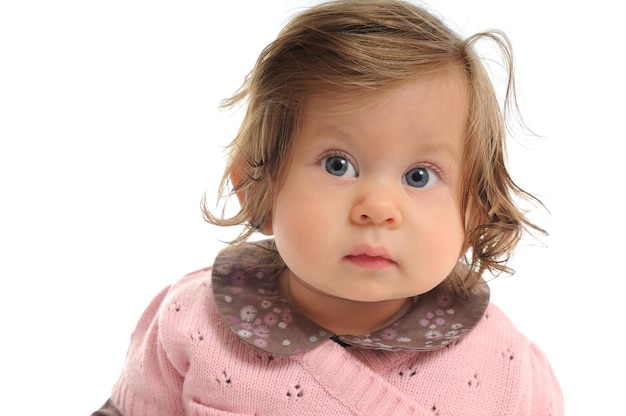 one happy  baby child isolated on white background