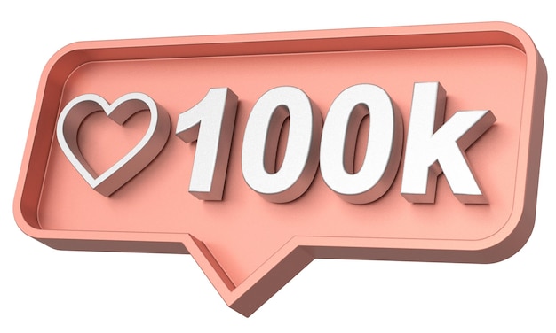 One hundred thousand likes 100000 likes Like icon 3D illustration