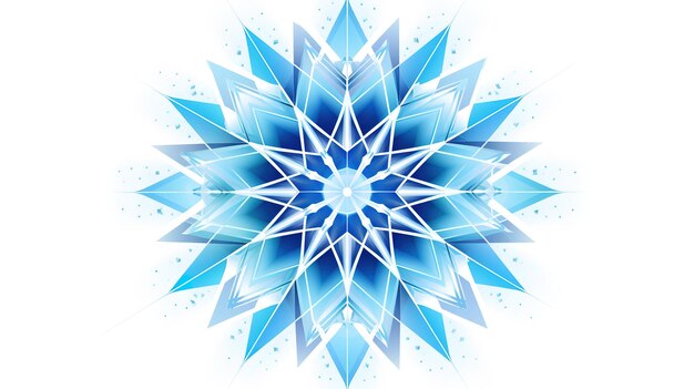 one large blue snowflake on a white background