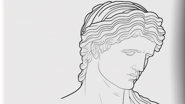 One line drawing of a Greek statue, created with generative AI