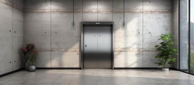 one modern elevator door