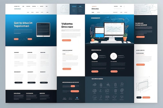 One page website design template for business Landing page wireframe