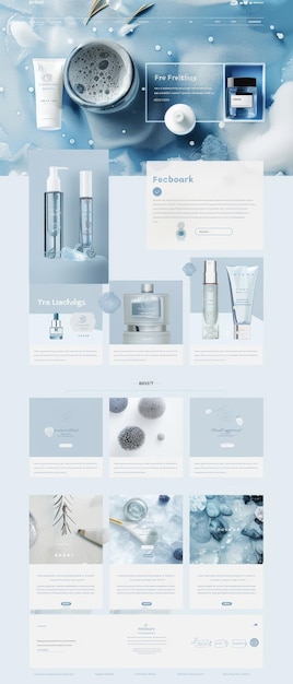 One page website design template with cosmetic theme Modern minimalistic flat vector illustration