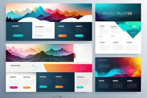 One Page Website Template and Different Header Designs with Blurred Backgrounds