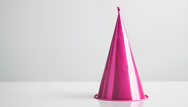 Photo one pink party hat isolated on white