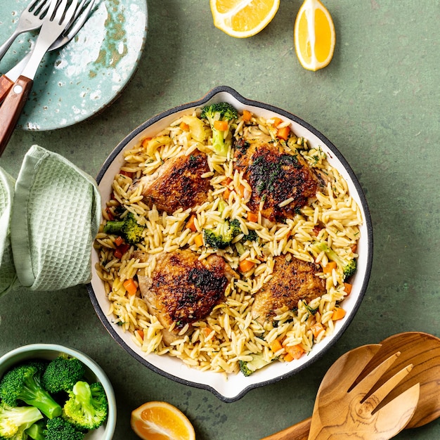 One Pot MediterraneanStyle Chicken Orzo pasta