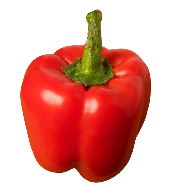 Photo one red bell pepper on a white background in isolation