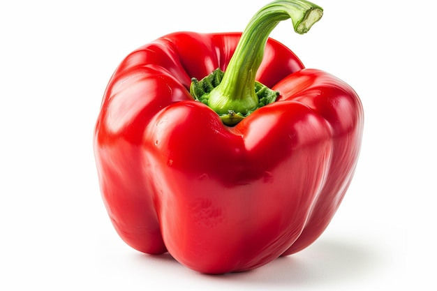 one red bell pepper on white isolated background cutout