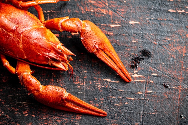 One red boiled crayfish on the table