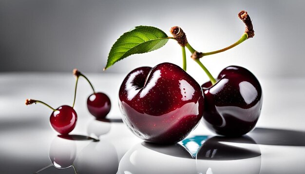 One sweet cherry isolated on white