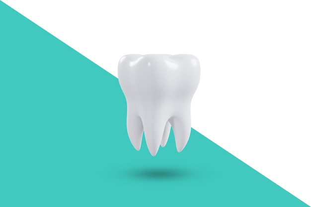 One tooth on a whitegreen background 3d render