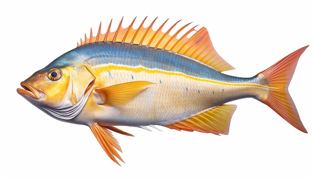 One Type Sea Fish Side View Isolated