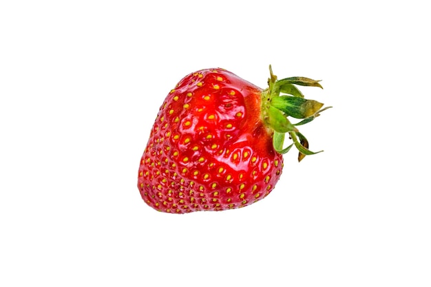 One whole strawberry isolated on a white background