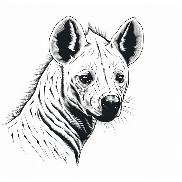 Photo oneline drawing of realistic hyena simple and minimalistic