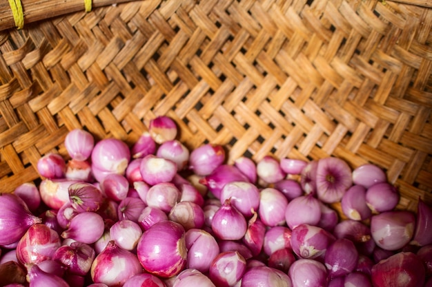 Onion on Bamboo Basket