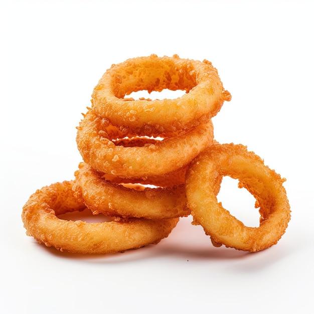 Onion Rings on a white backgroundaspect 11 chaos 0 v 52 Job ID b1a47acefa43421694092060e88c4a6a