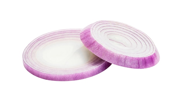 Onion slice for food or burger ingredient isolated on white background with clipping path