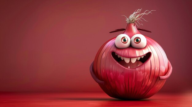 a onion with a face made of a face and eyes