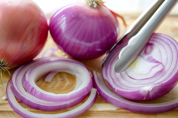 onions tong sliced on white high quality high resolution