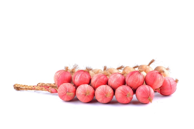 Onions on white background