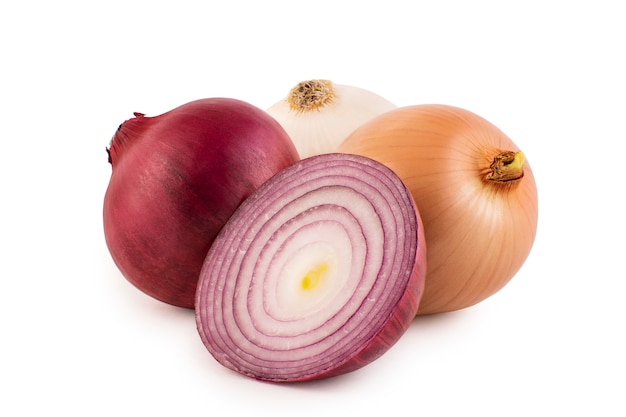 onions on white background