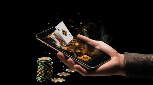 Online casino in the male hand