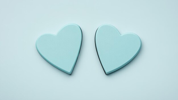 Photo online dating and gender imbalance concept with two hearts on light background