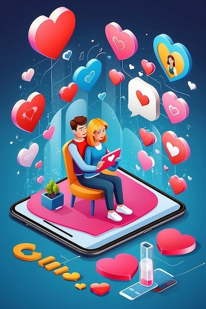 Online Dating Isometric Composition