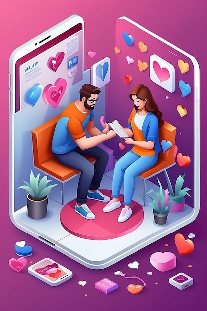 Online Dating Isometric Composition