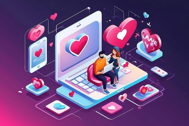 Online Dating Isometric Composition