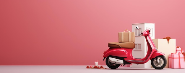 Photo online delivery concept fast respond delivery by scooter motorcycle generative ai