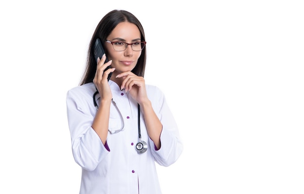 Online doctor therapist hold phone copy space online doctor therapist consultation in medicine