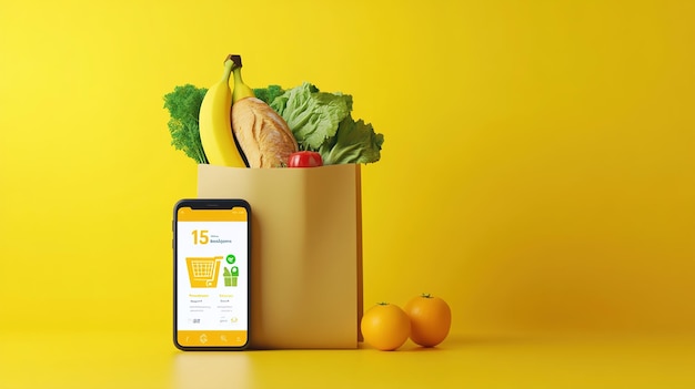 online Grocery shopping and home deliveryILLUSTRATION