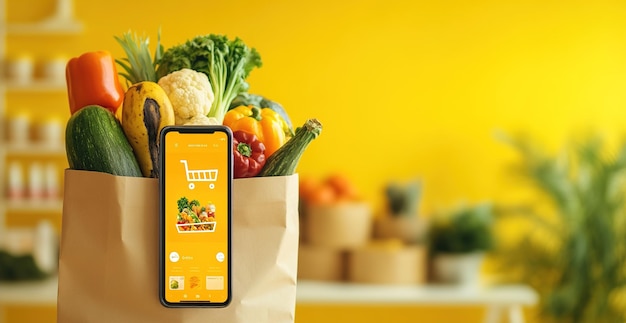 online Grocery shopping and home deliveryILLUSTRATION