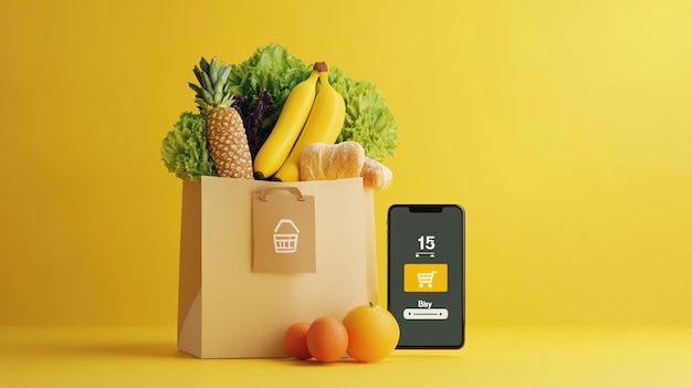 online Grocery shopping and home deliveryILLUSTRATION