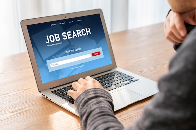 Online job search on modish website for worker to search for job opportunities