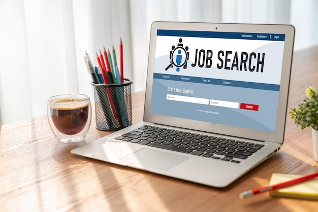 Online job search on modish website for worker to search for job opportunities