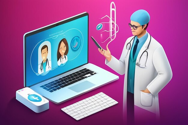 Online medicine healthcare medical diagnostics 3d realistic vector illustration