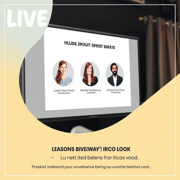 Photo online multiple guest speaker business live conference social media post template