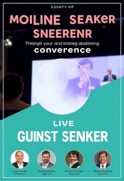 Photo online multiple guest speaker business live conference social media post template