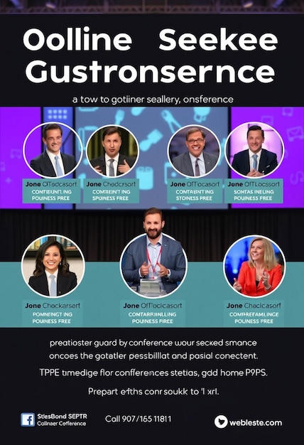 Online multiple guest speaker business live conference social media post template