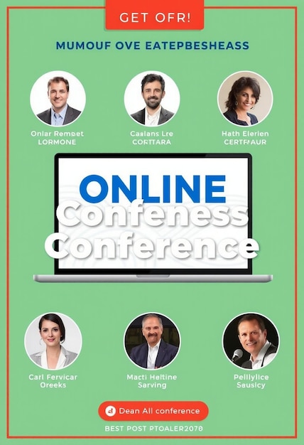 Photo online multiple guest speaker business live conference social media post template