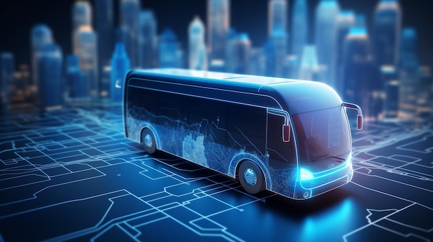 Online navigation map on smartphone transport bus concept Generative AI