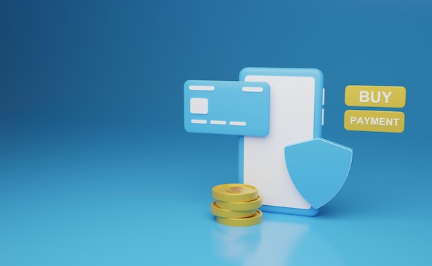 Online payment 3d illustration