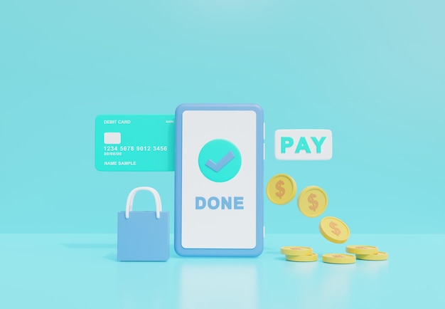 Online payment 3d illustration