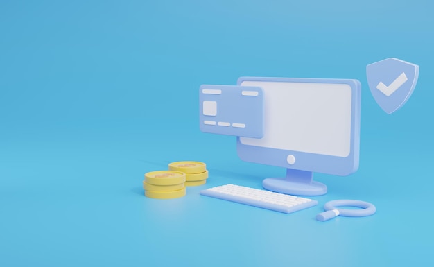 Online payment 3d illustration