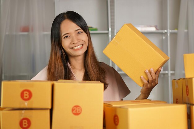 Online sellers check product boxes before delivering to customers