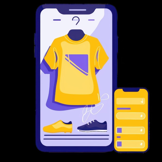 Photo online shopping display for sportswear on mobile device