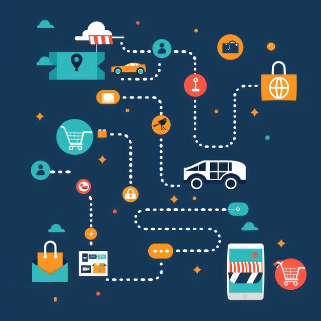 Online Shopping Journey Illustration