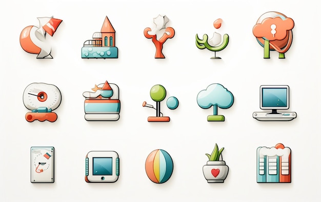 Online Symbols and Clickables isolated on transparent background